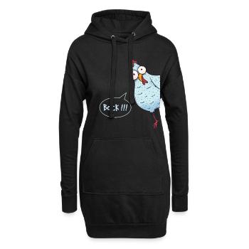 Huhn das um die Ecke schaut – Bock - Hoodie-Kleid - Schwarz - Vorne