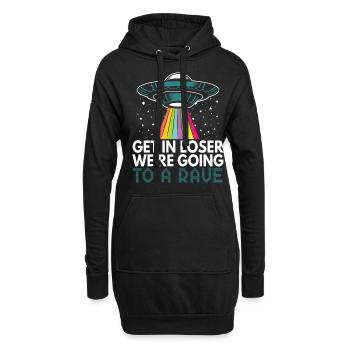 Rave Alien Ufo Cooler Raven Spruch - Hoodie-Kleid - Schwarz - Vorne