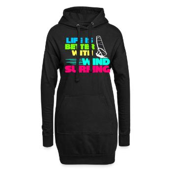 Windsurfing Surfer Windsurfen Windsurfer - Hoodie-Kleid - Schwarz - Vorne