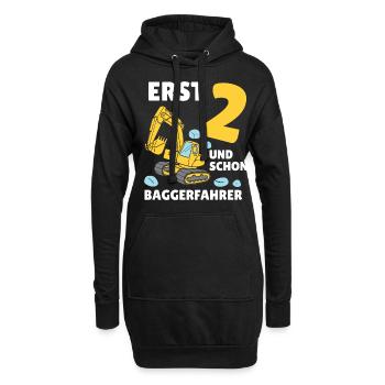 Bagger 2 Jahre Baustelle 2 Geburtstag - Hoodie-Kleid - Schwarz - Vorne