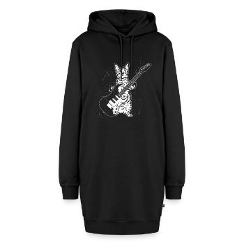 Katze Musiker Gitarrist Punk Kätzchen E-Gitarre - Hoodie-Kleid - Schwarz - Vorne