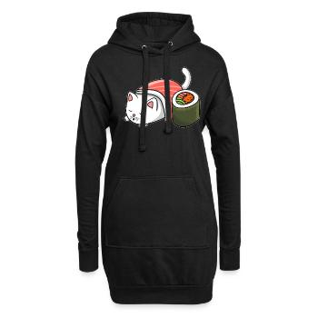 Kawaii Cat Sushi Japan Manga Anime Cat - Hoodie-Kleid - Schwarz - Vorne