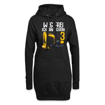 Bagger 3. Geburtstag Weg Frei Ich Bin Schon 3 - Hoodie-Kleid - Schwarz - Vorne