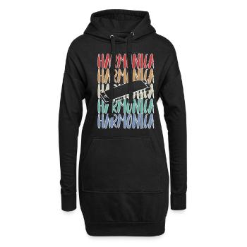Mundharmonika Mundharmonikaspieler Vintage - Hoodie-Kleid - Schwarz - Vorne