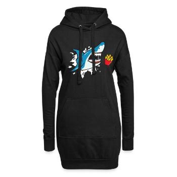 Le requin mange des frites amateurs de frites Fries Amant - Sweat-shirt à capuche long Femme - noir - Devant