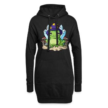 Cottagecore Aesthetic Frog Wizard Hat Mushroom - Hoodie Dress - black - Front