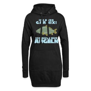 Angeln Fischer Fischen Angel Angler - Hoodie-Kleid - Schwarz - Vorne