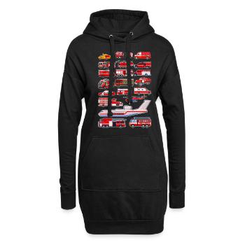 Camions de pompiers Pompiers Véhicules d’intervention - Sweat-shirt à capuche long Femme - noir - Devant