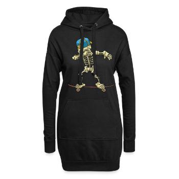 Dabbing Skeleton Skateboard - Hoodie-Kleid - Schwarz - Vorne
