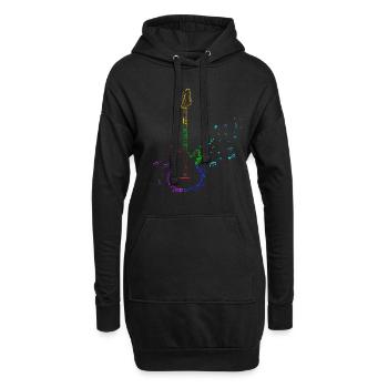 Rétro Guitare électrique Notes de musique Musique Guitare électrique Partitions - Sweat-shirt à capuche long Femme - noir - Devant