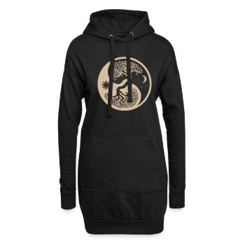 Yin Yang Bonsai Tree Rétro Japanese Zen Bouddhiste - Sweat-shirt à capuche long Femme - noir - Devant