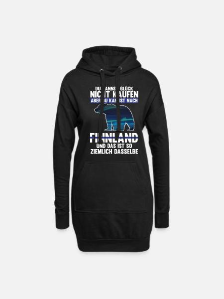 Finnland Nordlichter Bär Flagge Skandinavien - Hoodie-Kleid - Schwarz
