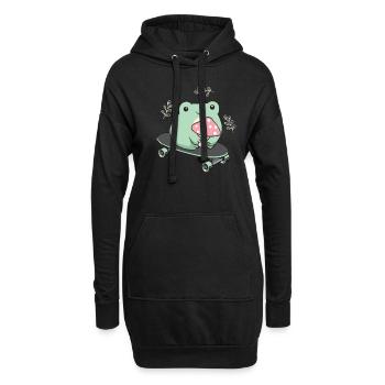 Cottagecore Aesthetic Kawaii Skateboarding Grenouille - Sweat-shirt à capuche long Femme - noir - Devant