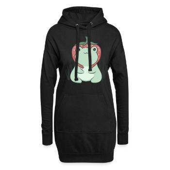 Cottagecore Aesthetic Kawaii grenouille chapeau fraises - Sweat-shirt à capuche long Femme - noir - Devant