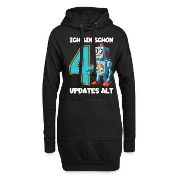 Geburtstagsshirt 4 Jahre Roboter 4. Geburtstag - Hoodie-Kleid - Schwarz - Vorne