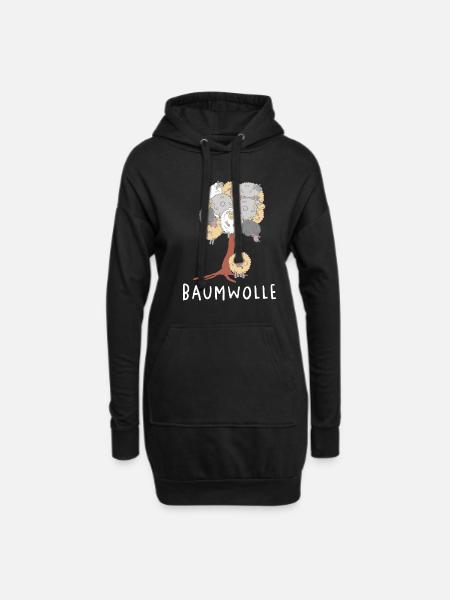 Baumwolle Schafe am Baum Schaf Wortspiel - Hoodie-Kleid - Schwarz