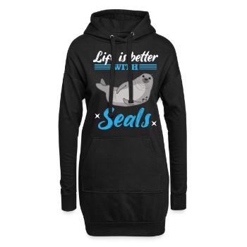 Seehund Seelöwe Robbe Spruch Tierfreunde Geschenk - Hoodie-Kleid - Schwarz - Vorne