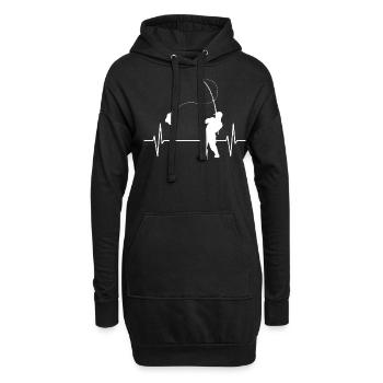 Pêcher Avec pêcheur de coeur de pêche - Sweat-shirt à capuche long Femme - noir - Devant