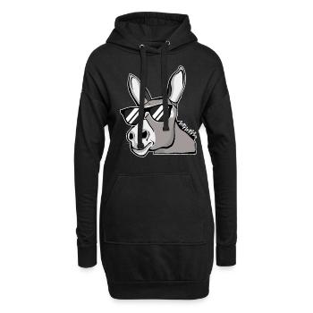 Esel Mit Sonnenbrille Hausesel Farm Tiere Geschenk - Hoodie-Kleid - Schwarz - Vorne