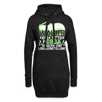 Waller Angeln Fischen Fischer Angler - Hoodie-Kleid - Schwarz - Vorne