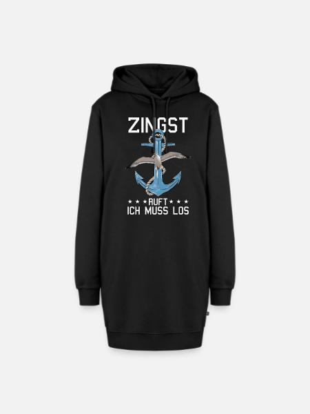 Retro Zingst ruft Anker Ostsee Fischland - Hoodie-Kleid - Schwarz