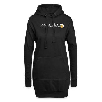 Vélo bière rythme cardiaque - Sweat-shirt à capuche long Femme - noir - Devant