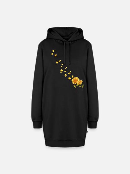 Sonnenschein Blumenblüte Sonnenblume - Hoodie-Kleid - Schwarz