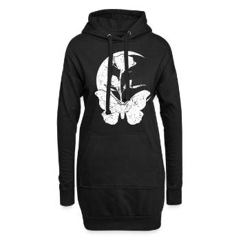 Motten Mond Rose Motte - Hoodie-Kleid - Schwarz - Vorne