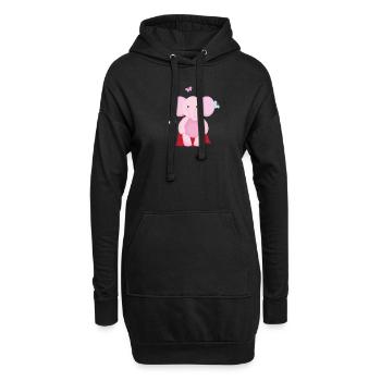 Elefant Superheld - Hoodie-Kleid - Schwarz - Vorne