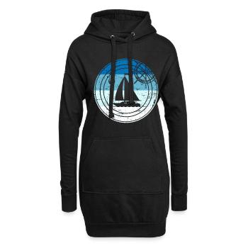 Retro Segelboot - Hoodie-Kleid - Schwarz - Vorne