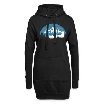 Traîneau à chiens Montagne Hiver - Sweat-shirt à capuche long Femme - noir - Devant