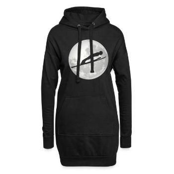 Skispringer Mond Geschenk - Hoodie-Kleid - Schwarz - Vorne