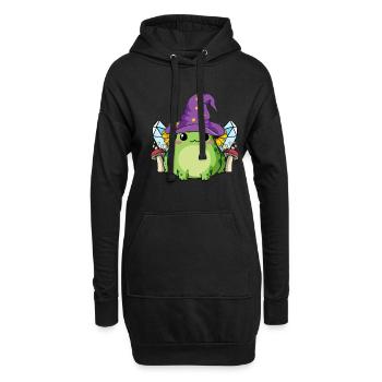 Cottagecore Aesthetic Cute Kawaii Frosch-Zauberer - Hoodie-Kleid - Schwarz - Vorne