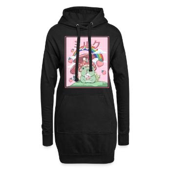 Cottagecore Aesthetic Frosch Trinkt Japanese Milk - Hoodie-Kleid - Schwarz - Vorne