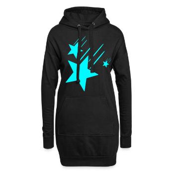 3 Türkisfarbende Sterne - Hoodie-Kleid - Schwarz - Vorne