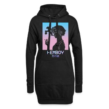 Femboy Anime Boy Vaporwave Aesthetic Pastel Goth - Hoodie-Kleid - Schwarz - Vorne