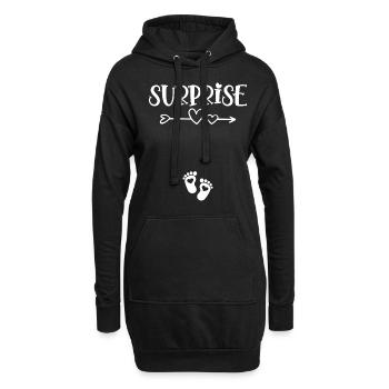 Surprise Bébé Dans le ventre Grossesse - Sweat-shirt à capuche long Femme - noir - Devant