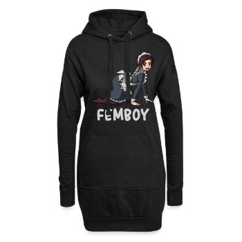 Femboy Maid Anime Boy Aesthetic Crossdressing - Hoodie-Kleid - Schwarz - Vorne