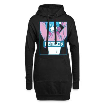 Femboy Anime Boy Gay Aesthetic Pastel Biting Rose - Hoodie-Kleid - Schwarz - Vorne