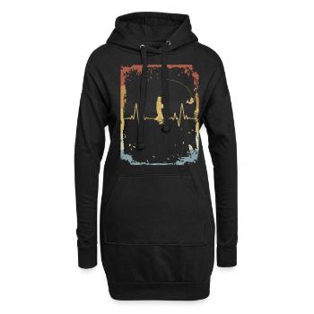 Vintage Heartbeat Fisherman - Hoodie-Kleid - Schwarz - Vorne