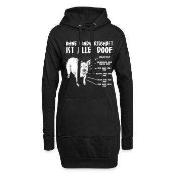 Ohne Landwirtschaft ist alles Doof Schwein Bauer - Hoodie-Kleid - Schwarz - Vorne