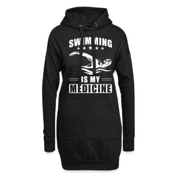 Schwimmen Schwimmer Spruch - Hoodie-Kleid - Schwarz - Vorne