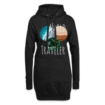 Weltreise - Hoodie-Kleid - Schwarz - Vorne
