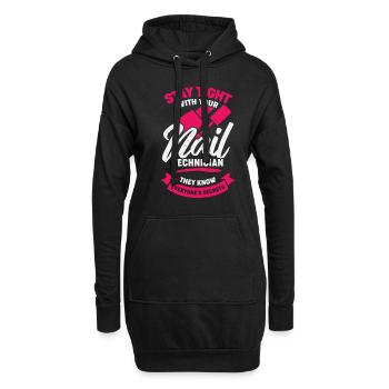 Nagelstudio Job Beruf Nageldesignerin Geschenk - Hoodie-Kleid - Schwarz - Vorne