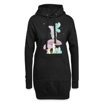 Fairycore Esthétique Fairy Mouse sur un champignon - Sweat-shirt à capuche long Femme - noir - Devant