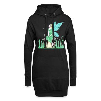 Fairycore Esthétique Elfe Fée sur un champignon - Sweat-shirt à capuche long Femme - noir - Devant
