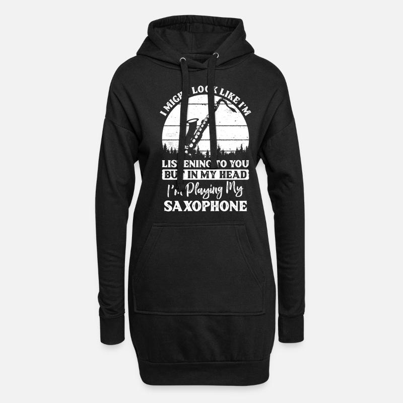 Saxophone - Sweat-shirt à capuche long Femme - noir