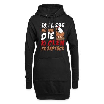 Ich liebe Hühner die kacken Frühstück - Hoodie-Kleid - Schwarz - Vorne
