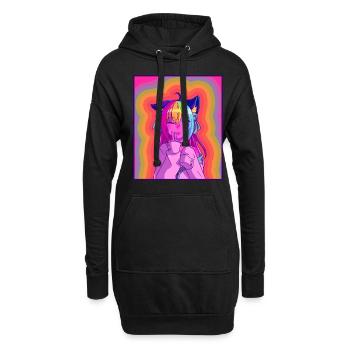 Kidcore Aesthetic Kawaii Anime Girl 90s Nostalgie - Hoodie-Kleid - Schwarz - Vorne