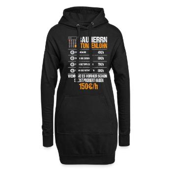 Bauherr Stundenlohn - Hoodie-Kleid - Schwarz - Vorne